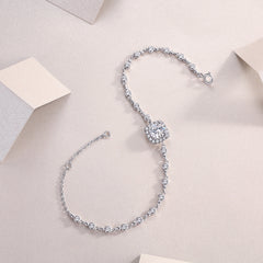 1 Carat Moissanite Halo Chain Bracelet