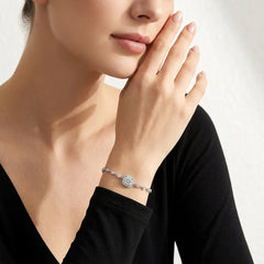 1 Carat Moissanite Halo Chain Bracelet