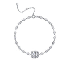 1 Carat Moissanite Halo Chain Bracelet