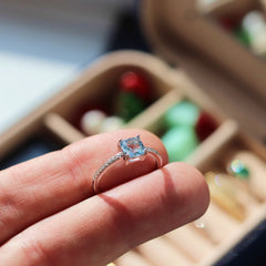 Cushion Cut Diaspore Gemstone Ring | Minimal Gift for Her | Luxury Lab Created Gemstone