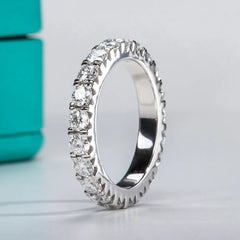 3mm D Color Moissanite 925 Sterling Silver Eternity Band For Her