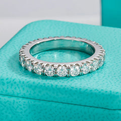 3mm D Color Moissanite 925 Sterling Silver Eternity Band For Her