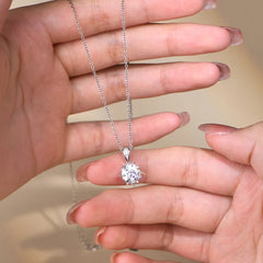 Divinity Sterling Silver Necklace - 1 Carat Round Brilliant Cut D Color Moissanite Pendant Necklace