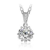 Divinity Sterling Silver Necklace - 1 Carat Round Brilliant Cut D Color Moissanite Pendant Necklace