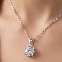 Divinity Sterling Silver Necklace | 1 Carat Portuguese Cut Moissanite Pendant Necklace