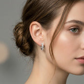 3mm Moissanite White Gold Huggie Hoop Earrings