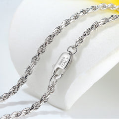Minimal Diamond-Cut Sterling Silver Rope Chain Necklace