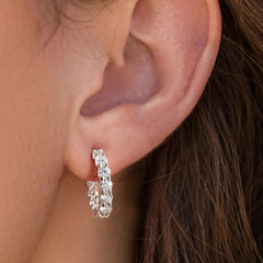 3mm Moissanite White Gold Huggie Hoop Earrings