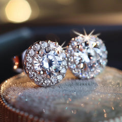 Halo Moissanite Earrings