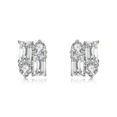 Baguette Cluster Moissanite Stud Earrings