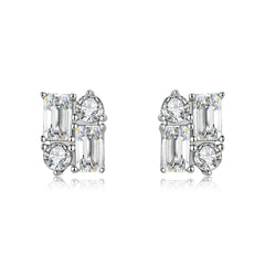 Baguette Cluster Moissanite Stud Earrings