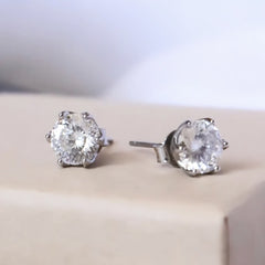Rare 100 Facet Cut Moissanite Diamond Stud Earrings