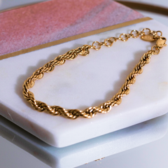 18K Gold Plated Titanium Twisted Rope Bracelet