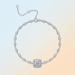 1 Carat Moissanite Halo Chain Bracelet