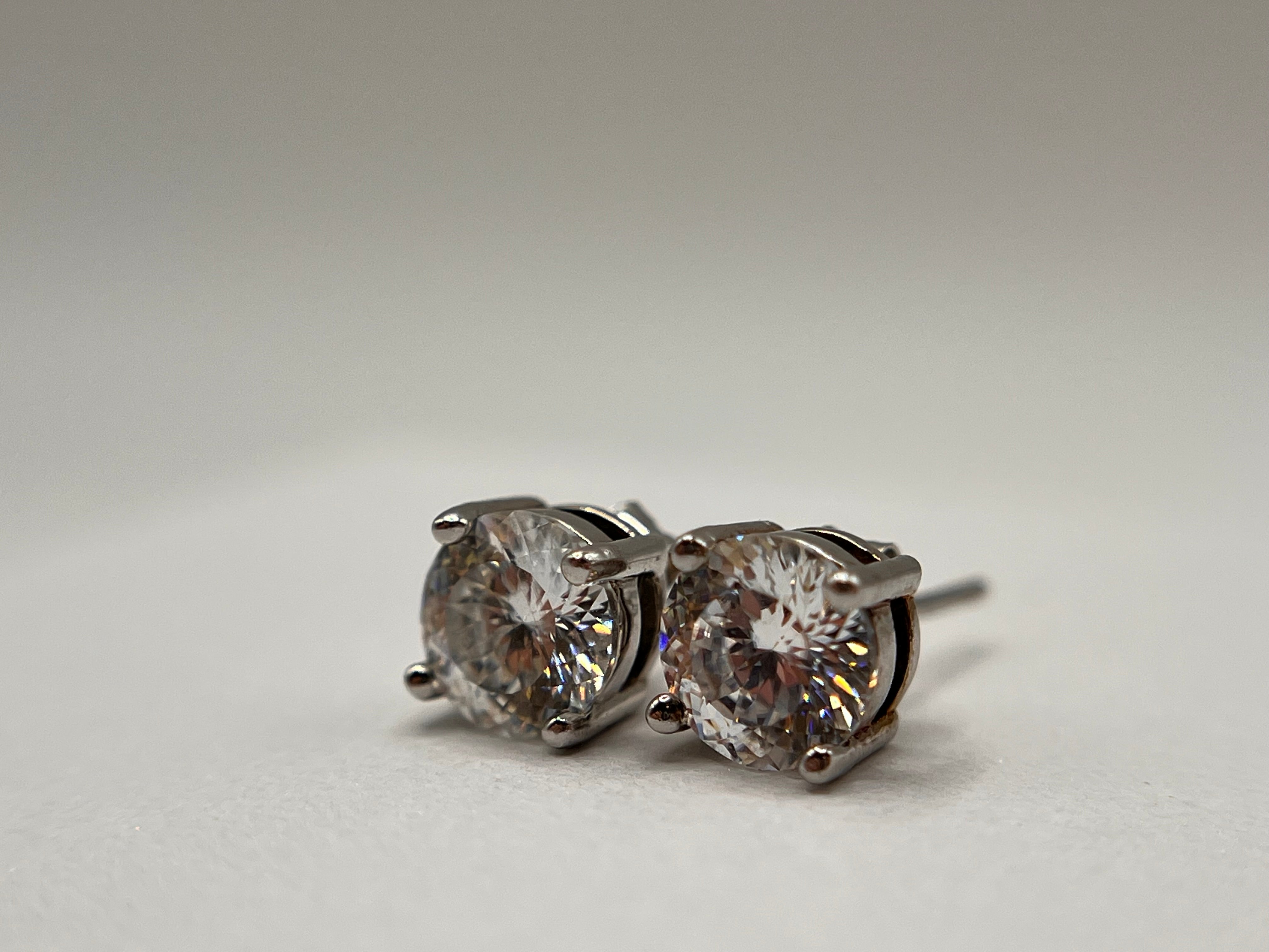 Rare Portuguese Cut 1 Carat Moissanite Stud Earrings