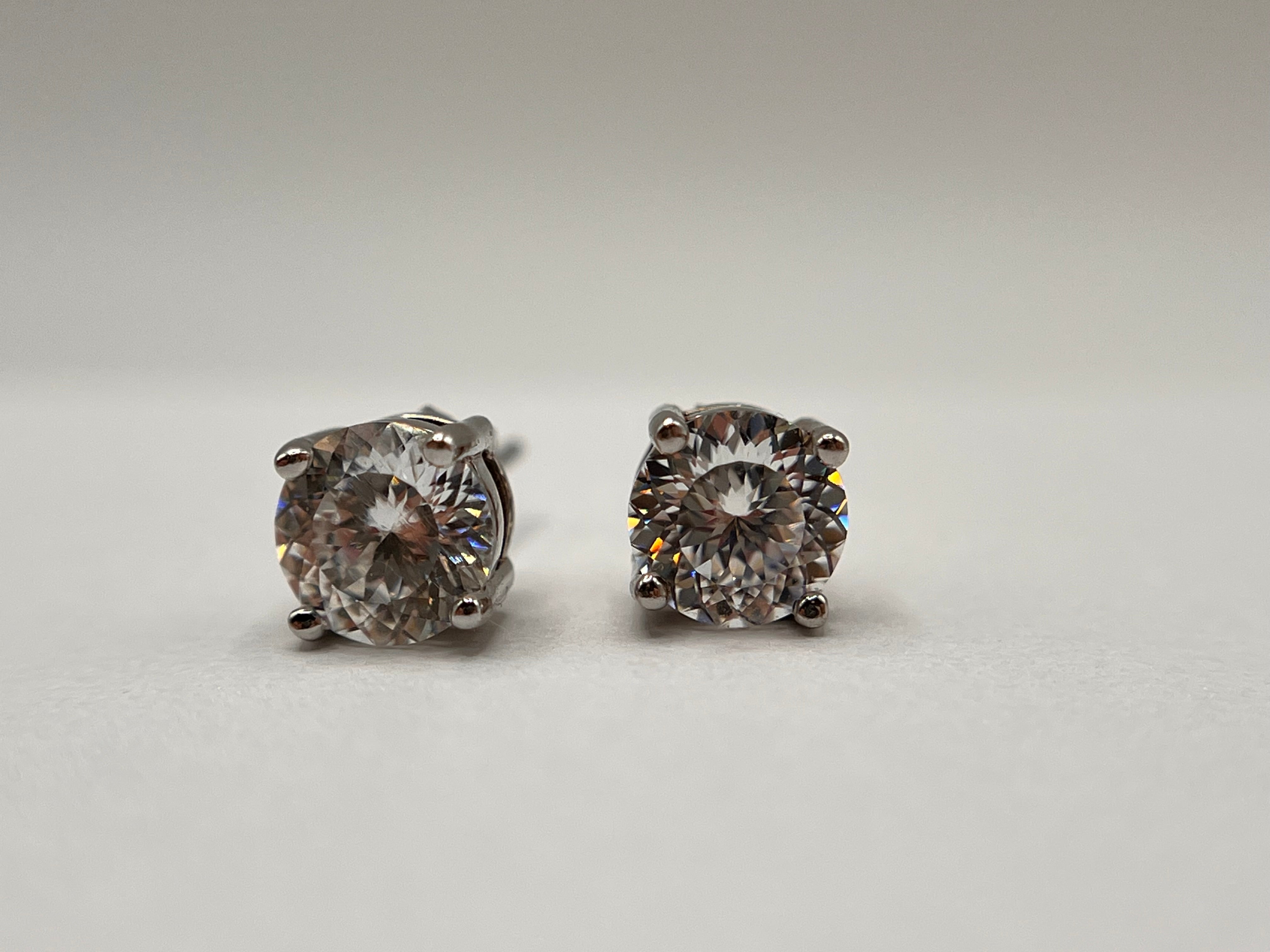 Rare Portuguese Cut 1 Carat Moissanite Stud Earrings