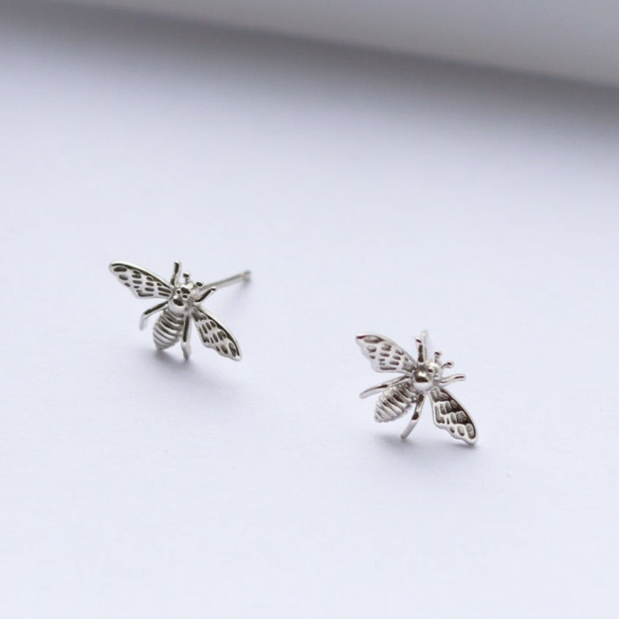 'Save The Bees' Sterling Silver Stud Earrings