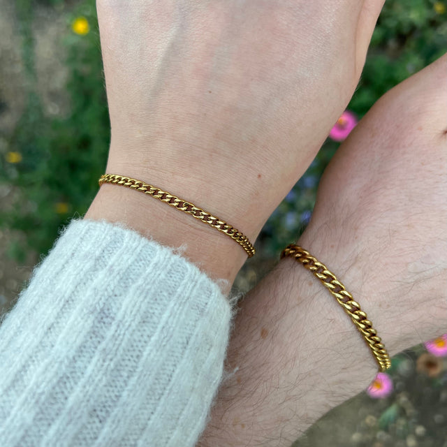 His & Hers 18K Gold Plated Miami Curb Chain Bracelets