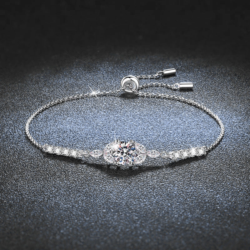 Oval Halo Moissanite Bracelet