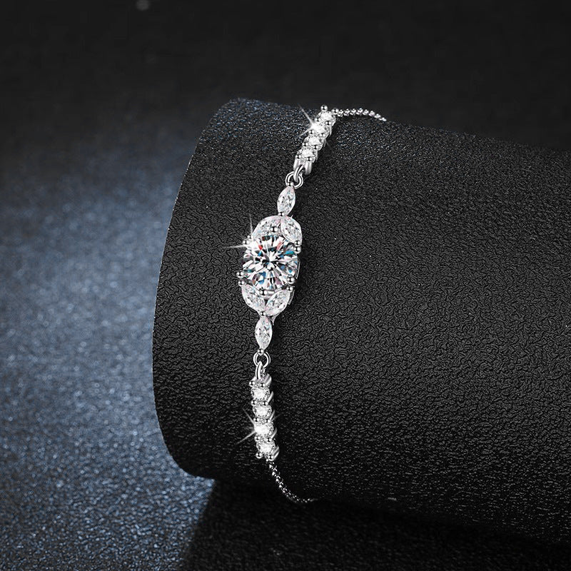Oval Halo Moissanite Bracelet