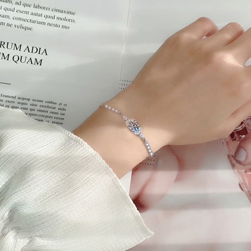 Oval Halo Moissanite Bracelet