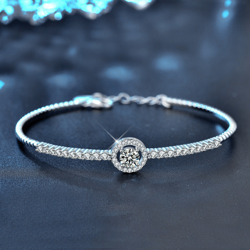 Halo Pavé Moissanite Bangle