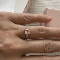 Cushion Cut Diaspore Gemstone Ring | Minimal Gift for Her | Luxury Lab Created Gemstone