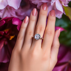 Elegant moissanite ring with a sleek, pure silver band, highlighting the stone's radiant colors