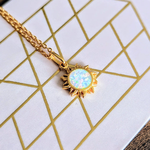 Dainty Opal Sun Necklace