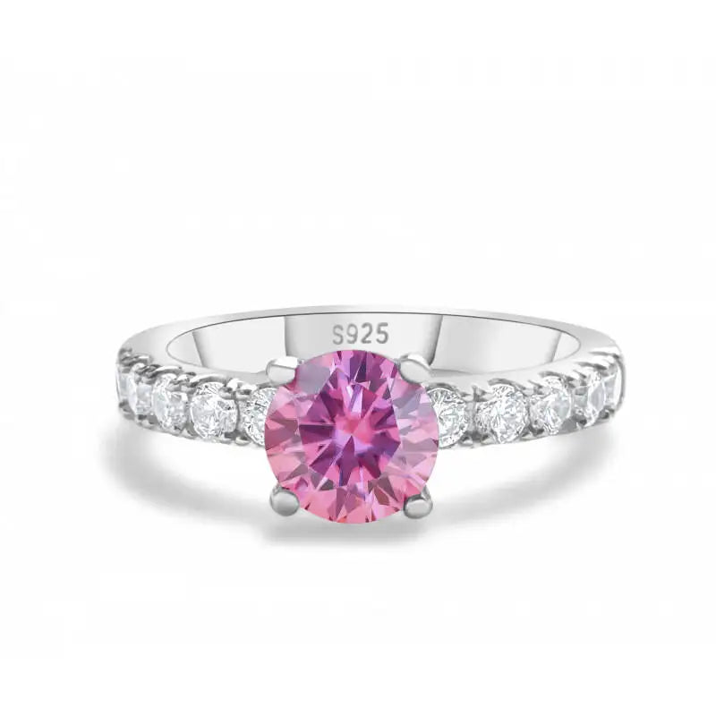 Pink moissanite pavé solitaire ring