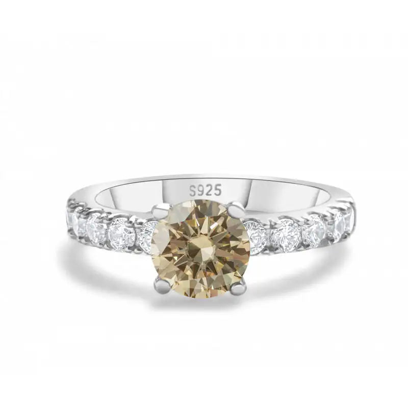 Champagne moissanite pavé solitaire ring