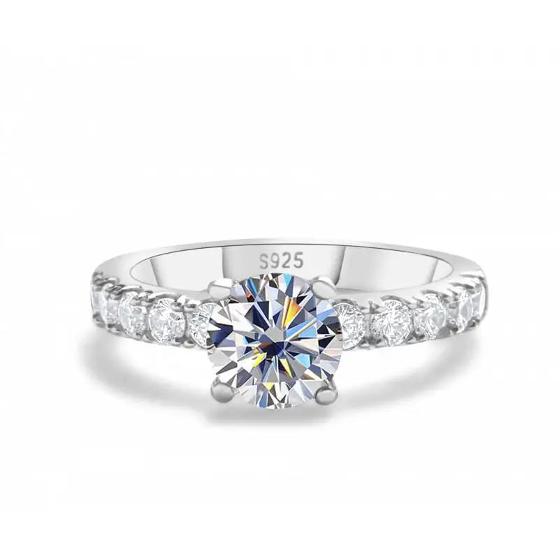 Colourless moissanite pavé solitaire ring
