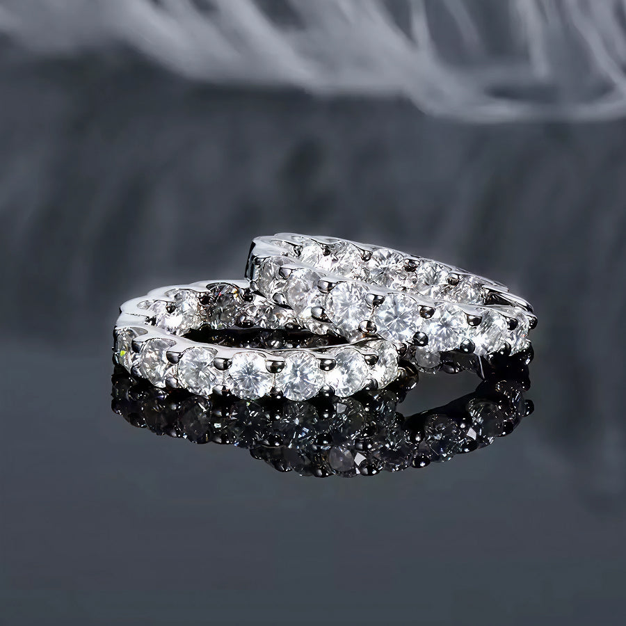 3mm Moissanite White Gold Huggie Hoop Earrings