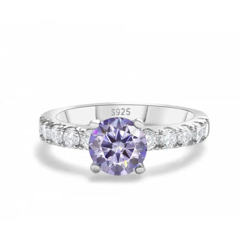 Purple moissanite pavé solitaire ring