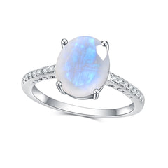 Oval Moonstone 925 Sterling Silver Ring