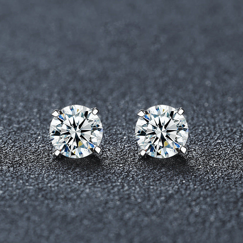 Classic Moissanite Solitaire Stud Earrings