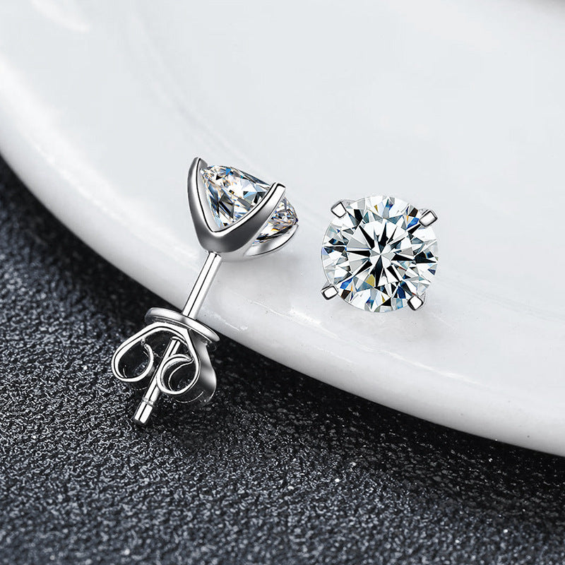 Classic Moissanite Solitaire Stud Earrings