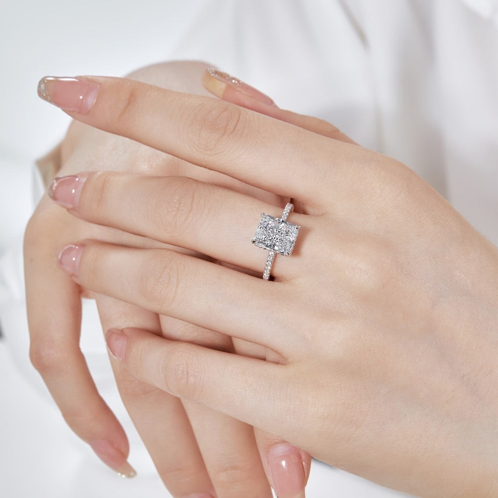 Clear Crushed Ice Ring worn on the hand