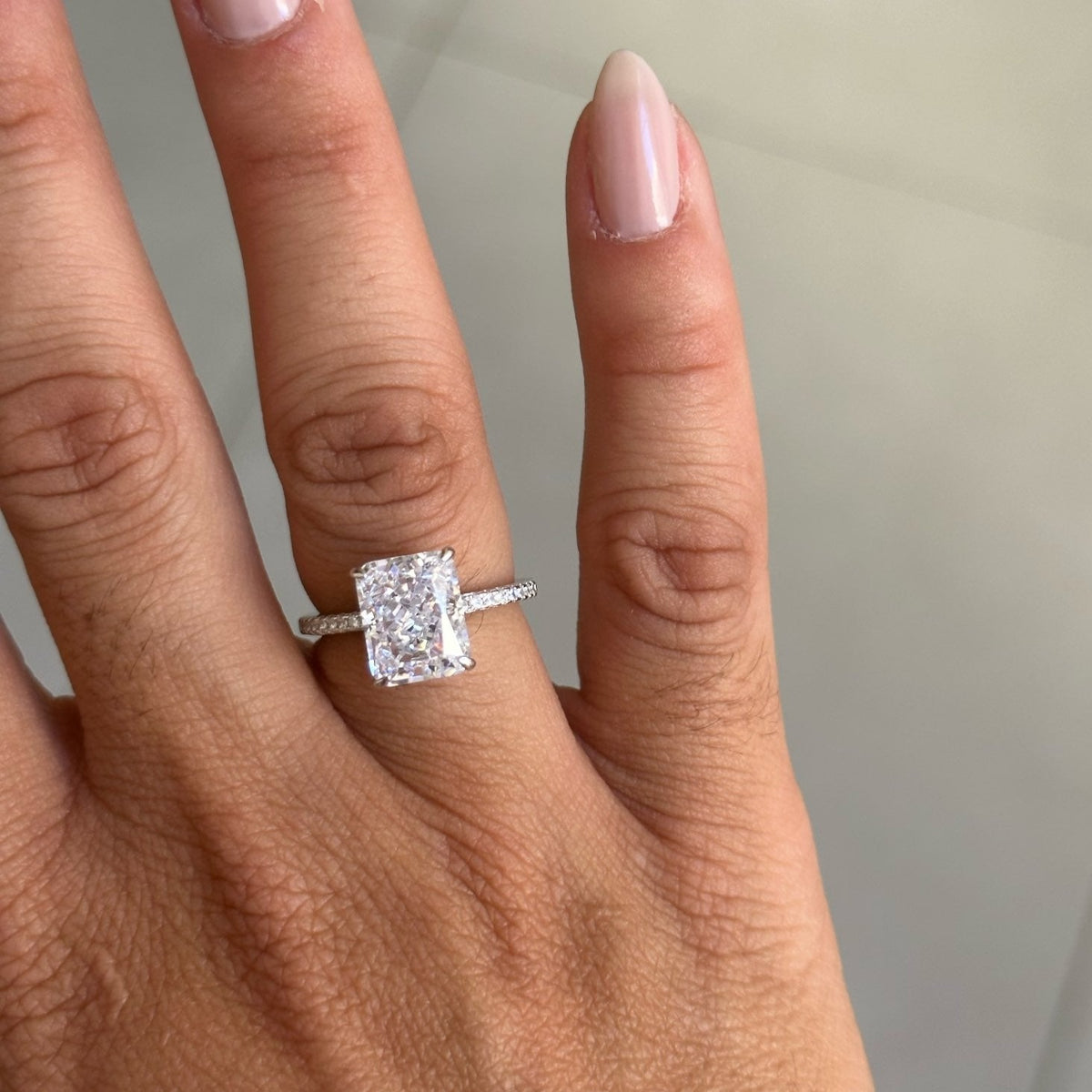 Clear Crushed Ice Ring on the finger