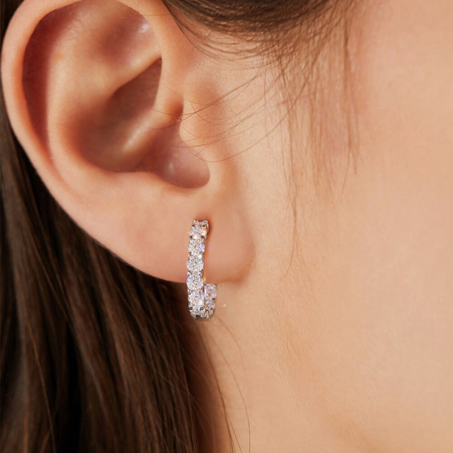 3mm Moissanite White Gold Huggie Hoop Earrings