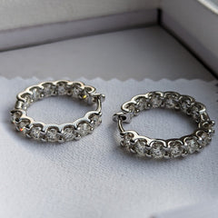 3mm Moissanite White Gold Huggie Hoop Earrings