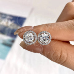 Halo Moissanite Earrings