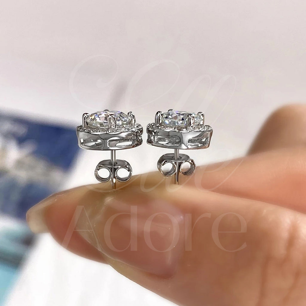 Halo Moissanite Earrings