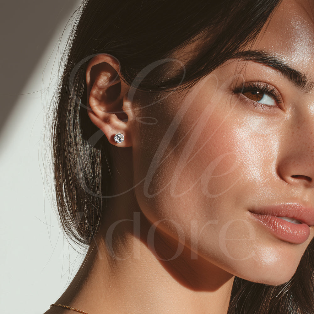 Rare Portuguese Cut 1 Carat Moissanite Diamond Stud Earrings
