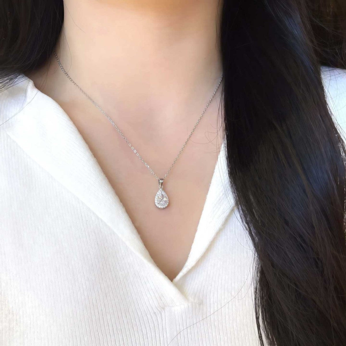 Moissanite Teardrop Necklace