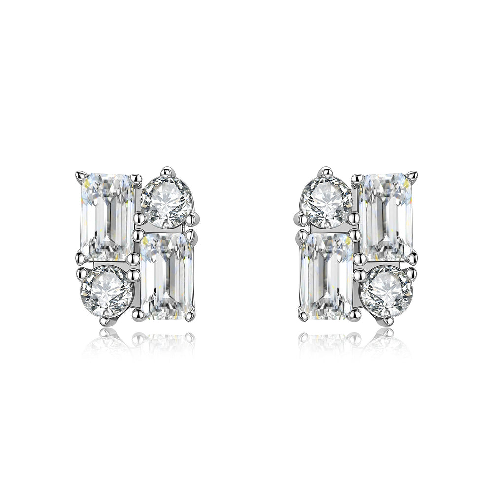 Baguette Cluster Moissanite Stud Earrings