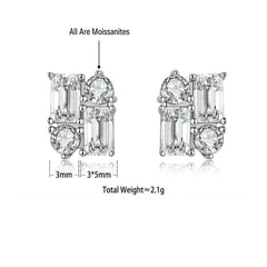 Baguette Cluster Moissanite Stud Earrings
