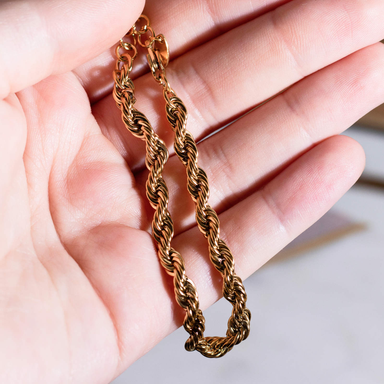 18K Gold Plated Titanium Twisted Rope Bracelet